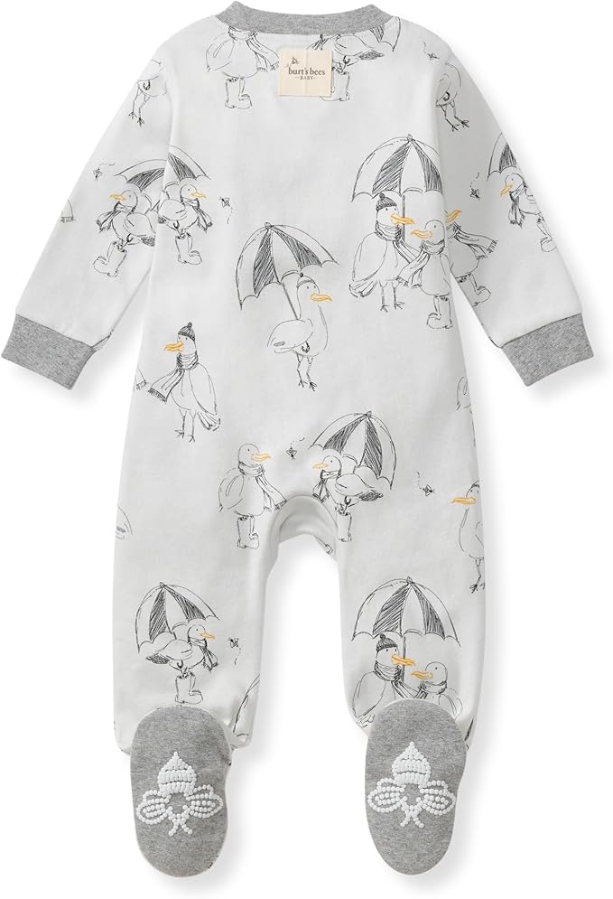 Burt's Bees Baby Boys Sleep and Play PJs, 100% Organic Cotton One-Piece Zip Front Romper Jumpsuit Pajamas