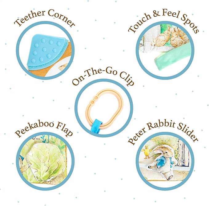 KIDS PREFERRED Peter Rabbit Soft Book with toy, Teether and Crinkle, 5 Inches