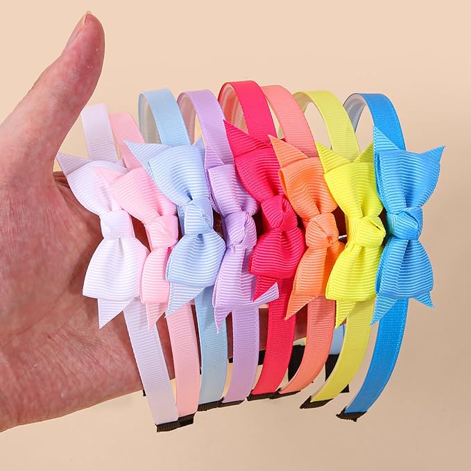 XIMA Mini Hair Bows Headbands for Girls,Cute Knoted Ribbon Bow with Head Band with Teeth for Kid Toddlers Children Teens Hair Accessories Pack of 15-A