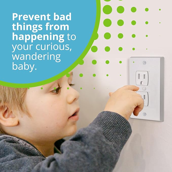 Self-Closing Electrical Wall Outlet Covers for Baby Proofing, Premium Plastic, Standard-Size Child Proof Outlet Cover, 4.6 x 3 Inches, Pack of 4, White - Wonderkid