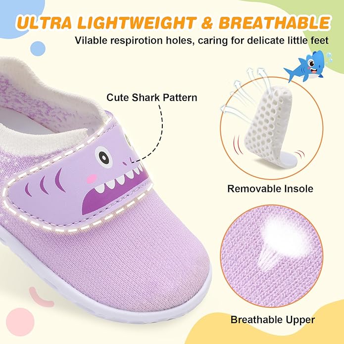 L-RUN Baby Shoes Boys Girls First Walking Shoes Infant Sneakers Toddler Crib Shoes Lightweight Breathable Non-Slip Soles