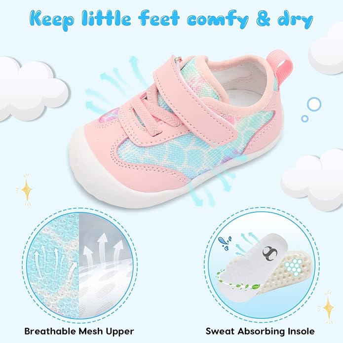 Scurtain Baby Shoes Boy Girl First Walking Shoe Infant Crib Breathable Sneakers Lightweight Barefoot Shoes for Babies