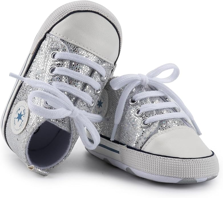 Unisex Baby Girls Boys Canvas High-top Shoes, Newborn Infant Anti-Slip Soft Sole Frist Walking Breathable Sneakers