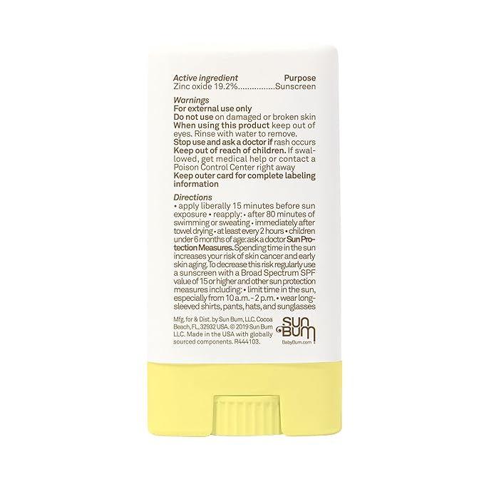 Sun Bum Baby Bum Mineral SPF 50 Sunscreen Stick - Hawaii 104 Act Compliant (Without Octinoxate & Oxybenzone) - UVA/UVB Face and Body Protection - Unscented for Sensitive Skin - Travel Size - 0.45 Oz