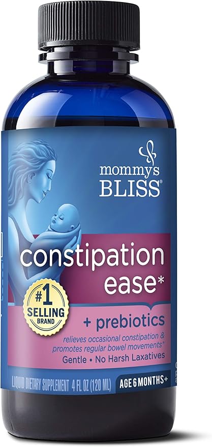 Mommy's Bliss Constipation Ease + Prebiotics, Relieves Occasional Constipation, Gentle & Safe, No Harsh Laxatives, 4 Fl Oz Bottle (Pack of 1)