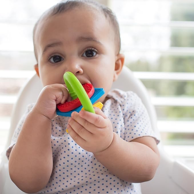Dr. Brown's Learning Loop Baby Teether Ring, Multiple Shapes and Textures, 100% Silicone, BPA-Free, 3m+