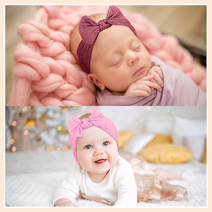 Janinka 32 Pcs Baby Nylon Headbands Hairbands with Bows Elastics Handmade Hair Accessories Stretchy Headband Jacquard Design for Newborn Infant Baby Toddlers Kids(Classic)