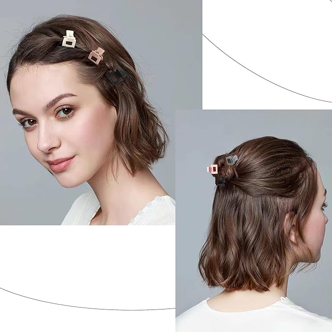 Small Claw Hair Clips for Women Girls - Mini Hair Clips Square Tiny Claw Clips for Thin Hair Strong Hold Cute Jaw Clip Nonslip Hair Styling Accessories with Box
