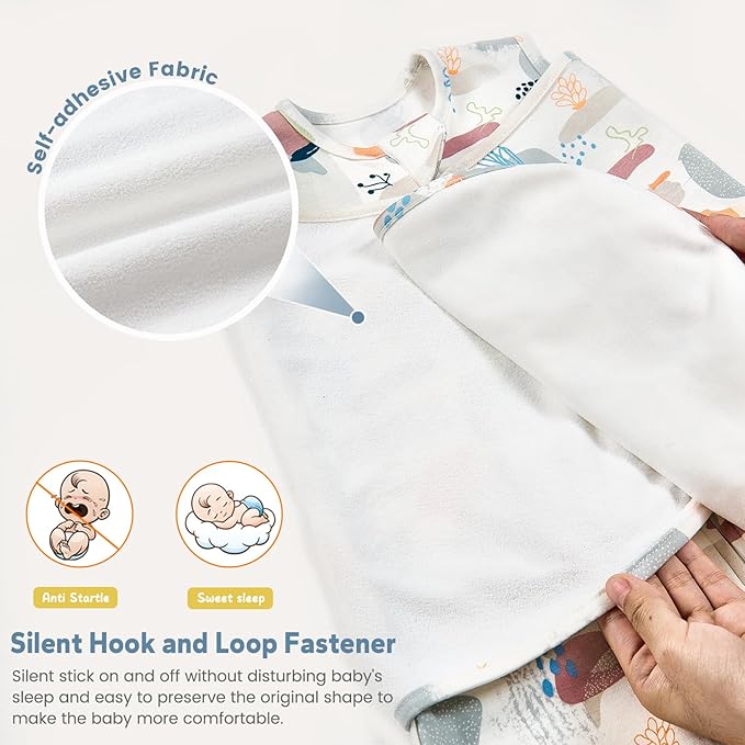 ZIGJOY Baby Swaddle Sleep Sack, 1.0 TOG Sleep Sack Swaddles for Newborns & infant 0-6 Months 100% Cotton Baby Wearable Blanket for Newborn Registry Essentials Blue&Stone Sea