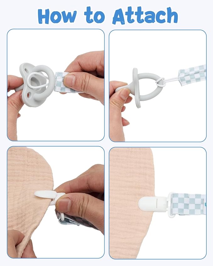 babygoal Stripe Pacifier Clips, 8 Pack Binky Paci Holder Clips Fits for Most Pacifiers and Binkies 8PS50-B