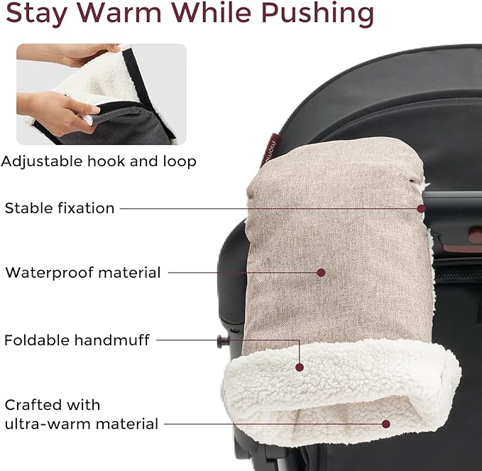 Momcozy Stroller Gloves Warmmuffs | Universal Winter Anti-Freeze Stroller Mittens | Handmuff Accessories |Plush,Weather-Proof
