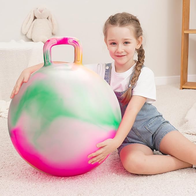 ZOOJOY Hopper Ball for Kids, 18 Inch Bouncy Ball with Handle, Clouds Girl Toys for Indoor Outdoor Active Play, Best Inflatable Balance Hopping Toys for Girls Boys Gifts 3 4 5 6 7 8 Years Old
