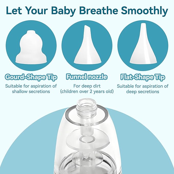 Compatible with Grownsy / Watolt / LittleTora / HEYVALUE / Cocobela / HailiCare / MOMIDEAL / KIDIRA / TEQIN Baby Nasal Aspirator Replacement Tips (3 Packs)