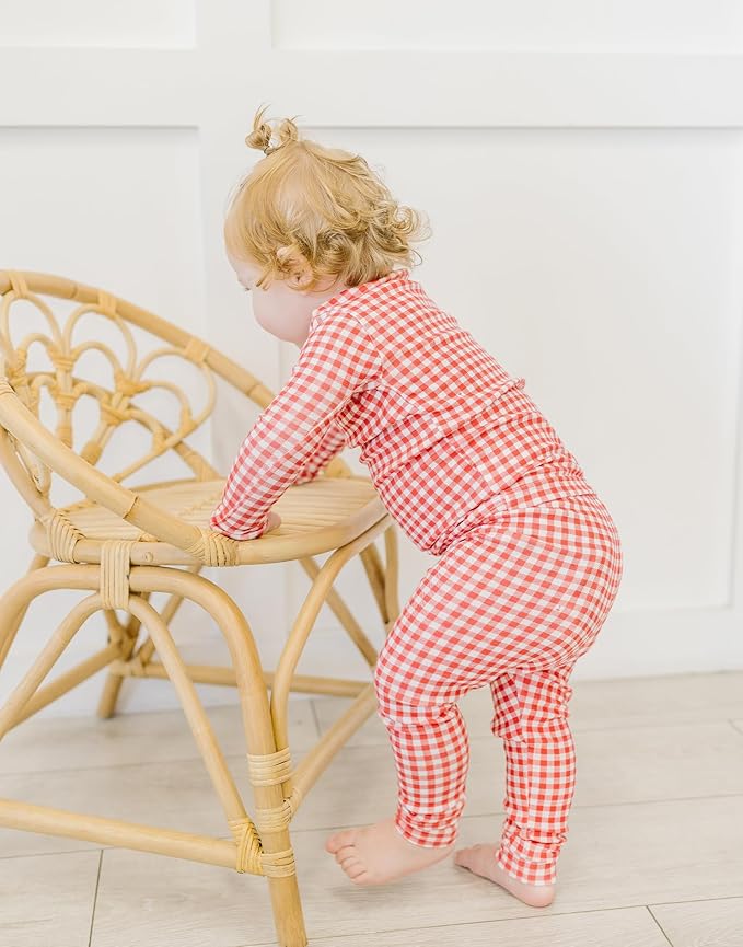 moimoln Baby Toddler Pajama Set Snug-Fit Cotton Modal Sleepwear, Leopard, Check & Solid Mix (6M-8Y, 1/2 Pack)
