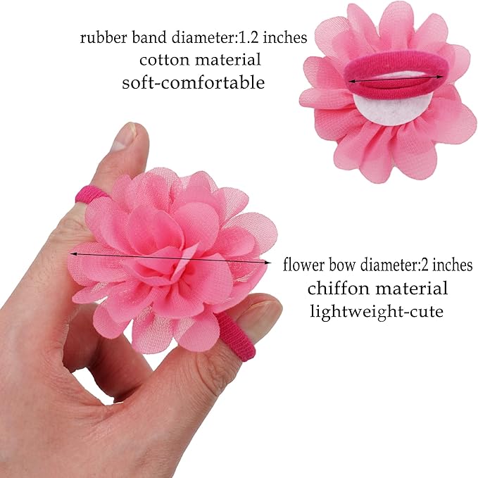 50PCS Toddler Girls Hair Ties Hair Scrunchies 2inch Chiffon Flower Hair Bows Rubber Bands Hair Ties Soft Elastics Ponytail Holders Hair Accessories for Infants Toddlers Kids Children Set of 25 Pairs