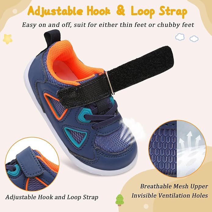 L-RUN Baby Shoes Boys Girls First Walkers Breathable Infant Sneakers Flexible Non-Slip Sole Walking Shoes for Toddlers