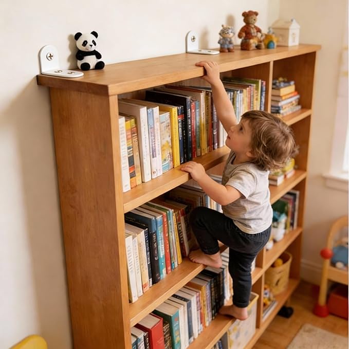 Dresser Anchors to Wall | Anti Tip Furniture Wall Anchor Kit for Baby Proofing 2 Installation Methods Safety Straps Secure Bookcase & Dresser to Wall (White, 1.4 in)