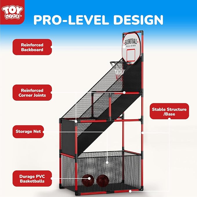 TOY Life Basketball Arcade Game Indoor for Kids - Basketball Shooting Game for Boys Age 4 5 6 7 8, Portable Basketball Hoop Arcade Set for Boys 8-12