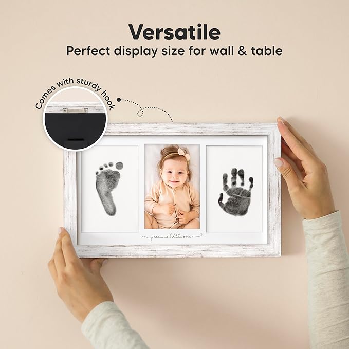 Inkless Hand and Footprint Kit, Boy, Girl, Newborn Keepsake - No Mess Ink Pad for Baby Handprint,Clean Touch Paw Print Kit for Dog Picture Frame,Personalized Baby Christmas Shower Gifts(Vintage White)