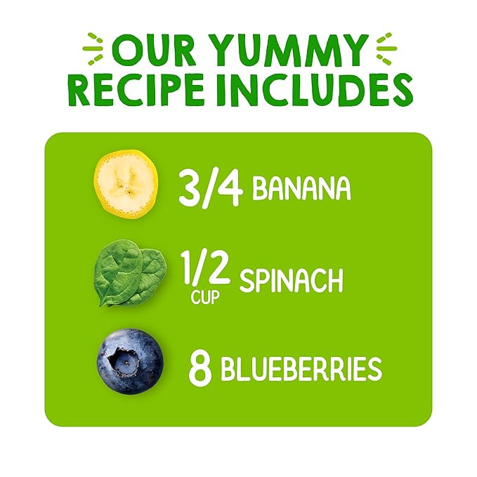 HAPPYTOT Organics Stage 4 Baby Food Pouches, Gluten Free, Vegan Snack, Super Bellies, Fruit & Veggie Puree, Banana, Spinach & Blueberries 4 Ounce (Pack of 16)