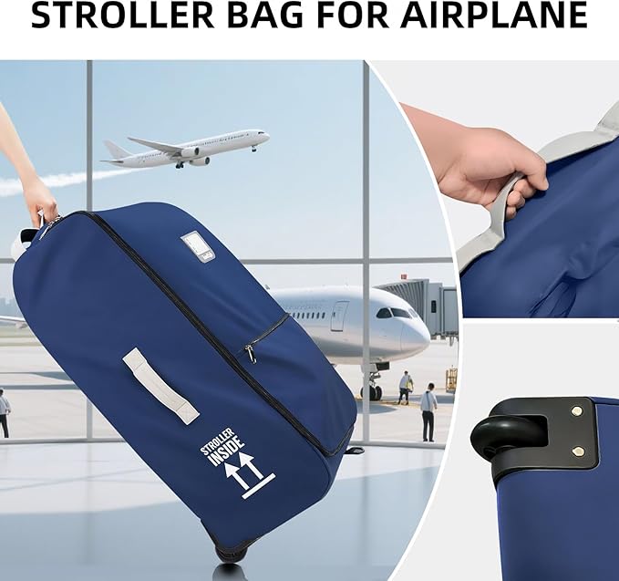 CARAMBOLA Stroller Bag for Airplane,Travel Bag - Compatible with UPPAbaby Vista/V1 V2 V3, Cruz/V1 V2 V3 |Rolling Wheel Bag with Storage Pocket, Waterproof, Rolling Wheels, Multiple Handles