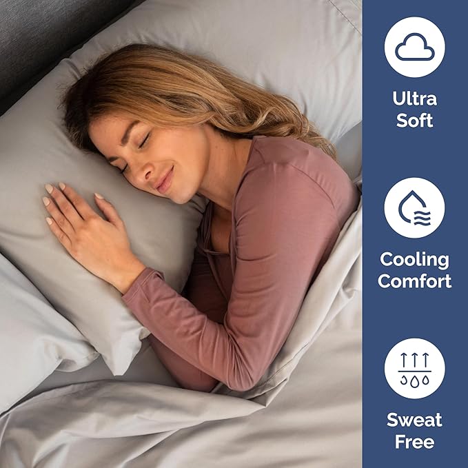 Full XL Size 4 Piece Sheet Set - Comfy Breathable & Cooling Bed Sheets Set - Hotel Luxury Bedding for Women, Men, Kids, Teens, Boys & Girls - Deep Pockets, Soft, Wrinkle Free - Oeko-Tex - Light Grey