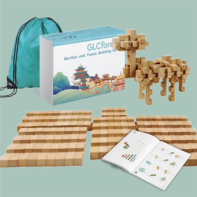 Toy Camel STEM Wooden Building Blocks - 15+ Shapes, 3D Puzzle, Brain Games, Educational Toys Gift for Kids and Classroom, Montessori STEM Toys for Ages 5+ and Teens-37 Pcs
