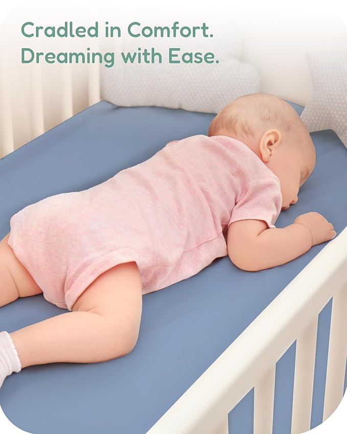 Crib Sheets 2 Pack, Fitted Crib Sheet for Standard Crib Mattress 28x52x9, Ultra Soft Jersey Knit, Breathable Stretchy Deep Pocket, Snug Fit Stays Put, Baby Crib Mattress Sheet