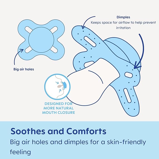 MAM Original Start Matte Baby Pacifiers 0-3 Months Newborns, BPA-Free Skin Soft Silicone Nipple, Developed with Medical Experts, Easy to Clean, 4 Count