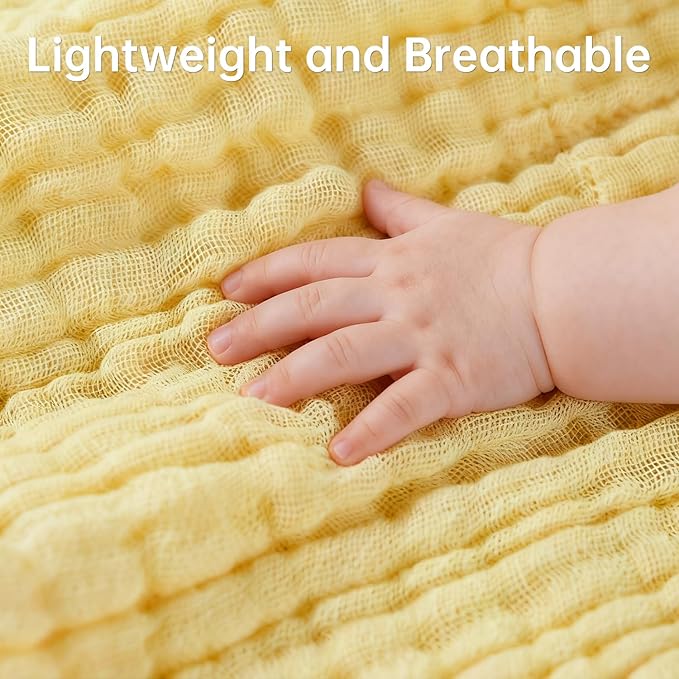 Organic Muslin Baby Washcloths 6 Pack Baby Bath Face Towel 12x12 Inch Extra Absorbent and Soft Burp Cloth and Wash Cloths for Newborn-Infants On Sensitive Skin (White Green Yellow)