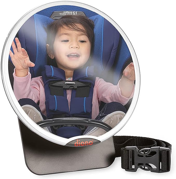 Diono Easy View Pack of 2 Baby Car Mirrors, Safety Car Seat Mirror for Rear Facing Infant, Fully Adjustable with 360 Rotation, Wide Crystal Clear View, Shatterproof, Crash Tested