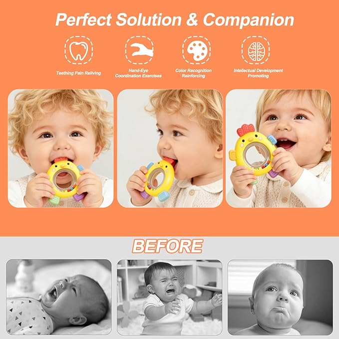 Baby Teething Toy Silicone Teething Toys Bath Toy for Babies 0-6 Months Chick Baby Chew for Sucking Needs