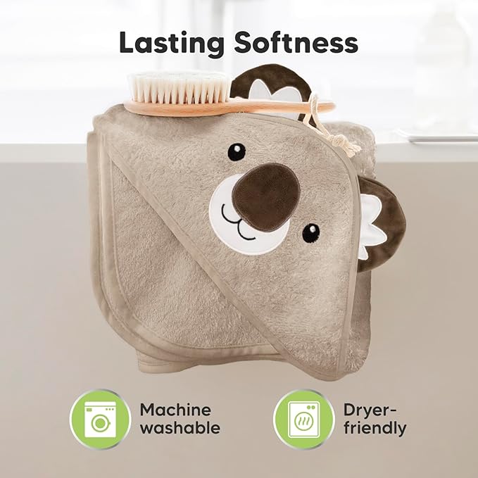 KeaBabies Hooded Baby Towel for Newborn - Viscose Derived from Bamboo Large Baby Bath Towels with Hood for Boys, Girls, Toddler, Extra Absorbent & Soft Newborn Bath Essentials (Koala, Regular)