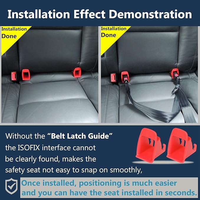 ISOFIX Interface Belt Latch Guide, 2 Pcs Car Seat ISOFIX Interface Buckle Fixed Guide Groove Car Seat Bracket Connector, Red