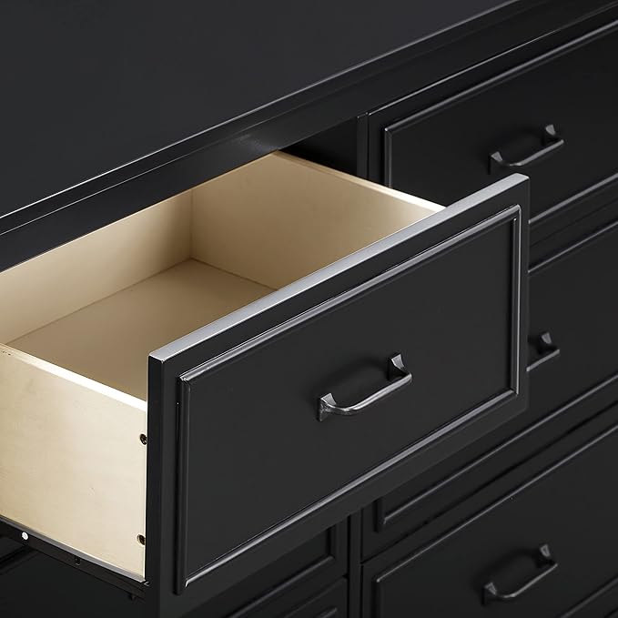 Davinci Charlie 6-Drawer Baby Dresser - Wooden Double Chest of Drawers for Kids, Boys and Girls - Multi-Purpose Storage Dresser for Bedroom, Nursery, Living Room & Hallway, Easy to Assemble - Ebony
