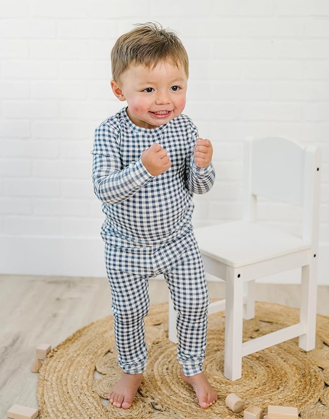 moimoln Baby Toddler Pajama Set Snug-Fit Cotton Modal Sleepwear, Leopard, Check & Solid Mix (6M-8Y, 1/2 Pack)