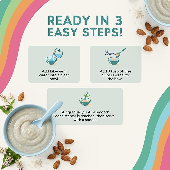 Else Nutrition Super Cereal For Babies 6 mo+, Made With Real Whole Plants for a Nutritionally Balanced meal, with gluten free carbs and plant protein (Mango, 6 Pack)