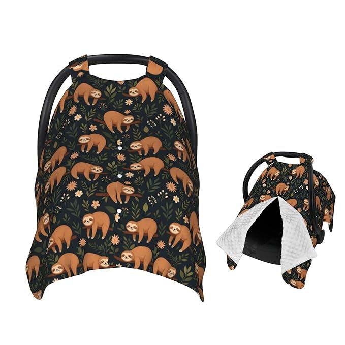Funny Hanging Sloth Baby Car Seat Canopy Nursing Cover for Newborn Car Seat Breastfeeding Covers Blanket Newborn Shower Gift