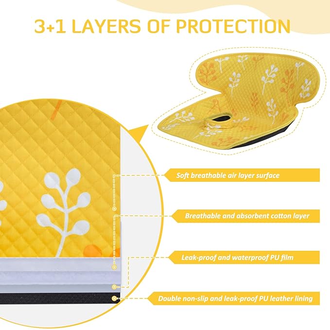 INFANZIA Dry Seat, Car Seat Protector Waterproof Carseat Liner Potty Training Toddlers, Baby and Infants, Piddle Pad for Carseats Strollers (Yellow, 2 Packs)