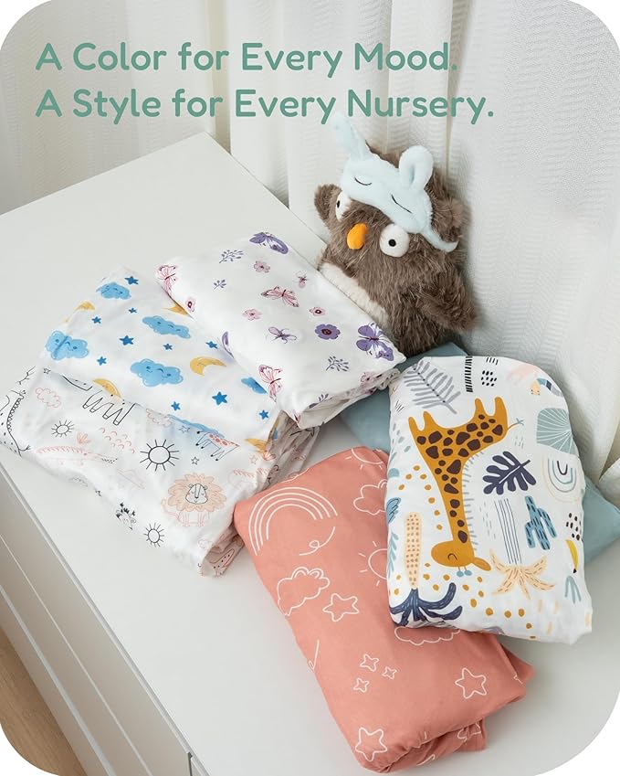 Crib Sheets 2 Pack, Fitted Crib Sheet for Standard Crib Mattress 28x52x9, Ultra Soft Jersey Knit, Breathable Stretchy Deep Pocket, Snug Fit Stays Put, Baby Crib Mattress Sheet