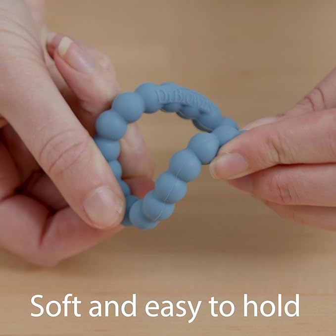 Dr. Brown's Flexees Beaded Baby Teether Rings,Soft 100% Silicone, 6 Pack, Blue & Pink Variety, BPA Free, 3m+