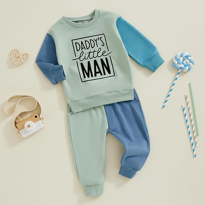 Toddler Boy Outfit Mama's Little Man Long Sleeve Sweatshirt And Pants Set Infant Baby Boy Fall Winter Clothes