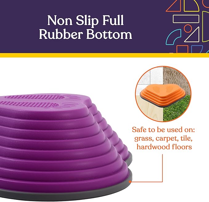 Special Supplies Stepping Stones for Kids Indoor and Outdoor Balance Blocks Promote Coordination, Balance, Strength Child Safe Rubber, Non-Slip Edging (Multi-Color, 12)
