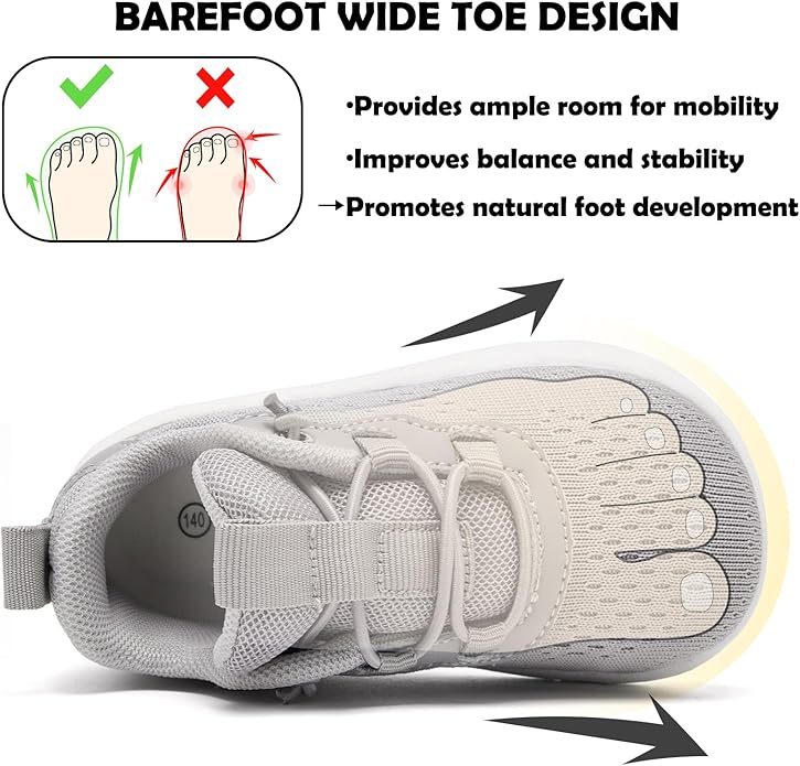 MORENDL Wide Toddler Shoes Baby Walking Shoes Girls Boys Zero Drop Minimalist Sneakers Slip On Tennis Shoe Breathable Naturally Flexible