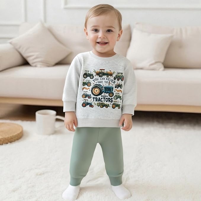 WZTYYDS Toddler Baby Boy Fall Clothes Letter Truck Long Sleeve Pullover Sweatshirt Tops Joggers Pants Set Winter Outfits