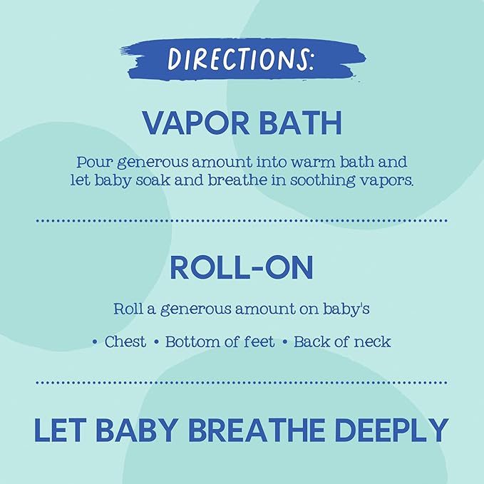 Oilogic Stuffy Nose & Cough Vapor Bath & Roll-On Essential Oil for Babies & Toddlers - Gentle Baby Bath Essentials Soothe & Comfort - Pediatrician-Tested & Safe for Babies