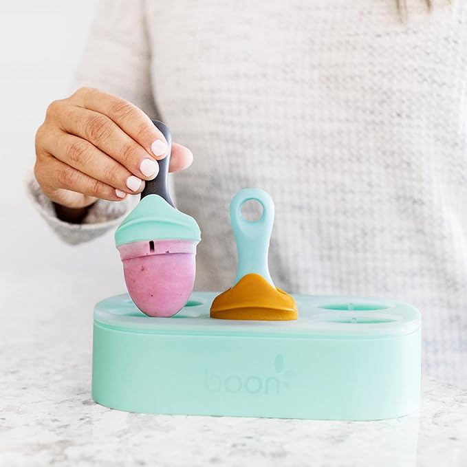Boon PULP Silicone Feeder Freezer Tray — Includes Silicone Tray and Lid with 2 PULP Silicone Baby Food Feeders — Baby Food Storage