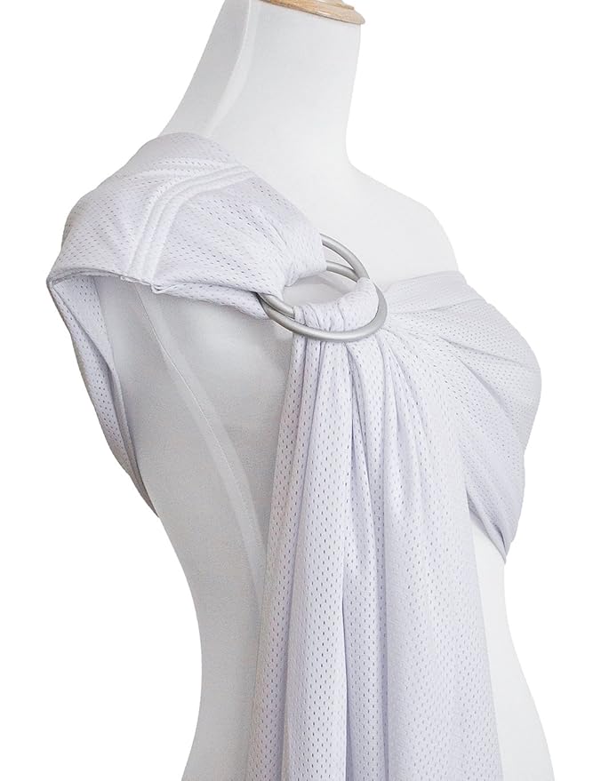 Baby Water Ring Sling Carrier | Lightweight Breathable Mesh Baby Wrap for Infant, Newborn, Kids and Toddlers | Perfect for Summer, Swimming, Pool, Beach | Great for Dad Too White