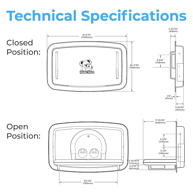 Koala Kare Baby Changing Station Horizontal Recessed-Mounted, Model KB310-SSRE (Stainless Steel)