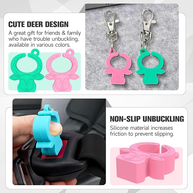 MORLIKE LIVING Silicone Buckle Release Tool, Unbuckle Assistant, Easy Buckle Release Aid for Parents and Caregivers to Unbuckle (Pink-Green)